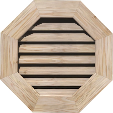 Ekena Millwork Octagonal Gable Vent Unfinished, Functional, Pine Gable Vent w/ 1" x 4" Flat Trim Frame, 26"W x 26"H GVWOC26X2601SFUPI